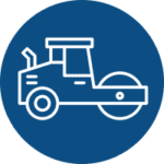 asphalt roller icon on blue background