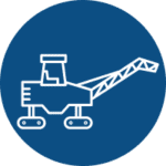 asphalt milling cold planer icon on a blue background