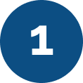 white number 1 on blue circle