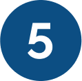 white number 5 on blue circle