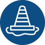 traffic cone icon on a blue background